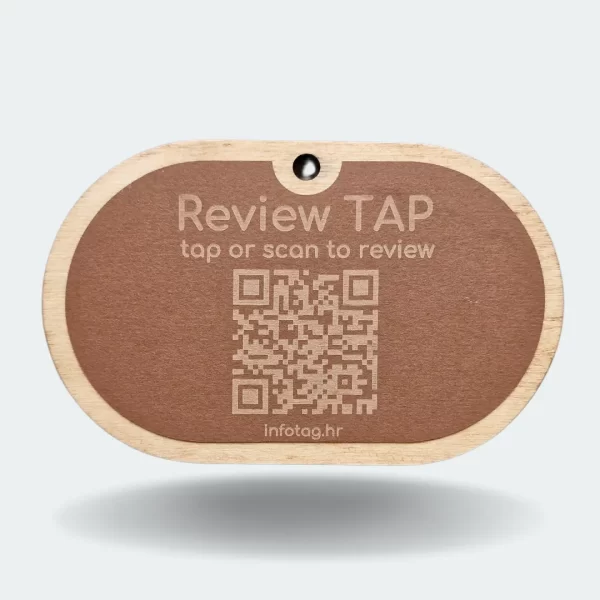 Review TAP device featuring NFC technology for quick review submissions